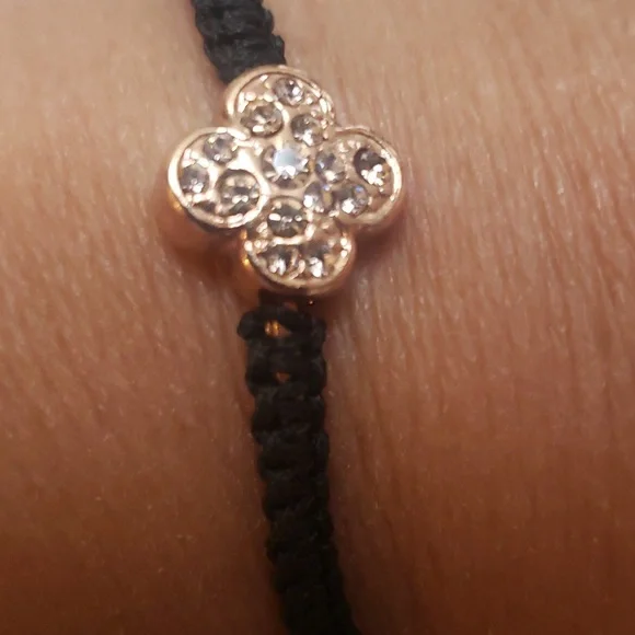 Rose Gold Clover Pave Adjustable Bracelet - Picture 2 of 6